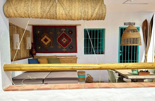 Velez-Malaga Apartment | Cozy Studio in Andalusia at Casa Bambú with pool view and private lounge bed