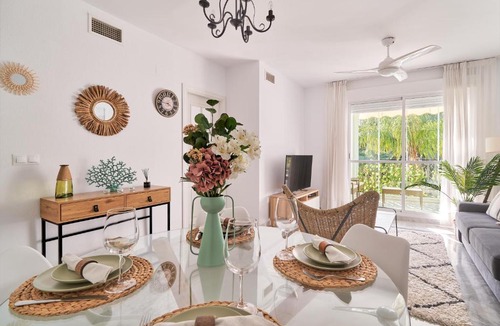 Puerto Banus Apartment | MARBELLA BANUS SUITES - Banús - Premium 2BR - 2BA - Outdoor Balcony - Pool - Opposite ME Marbella Hotel - Walk to Beach - Near Puerto Banús Marina & El Corte Ing Luxury Shopping - Ideal for Families - Quiet Community