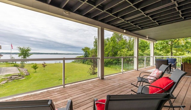 1 Acre Waterfront Property with Two Hot Tubs on Pigeon Lake in Ennismore