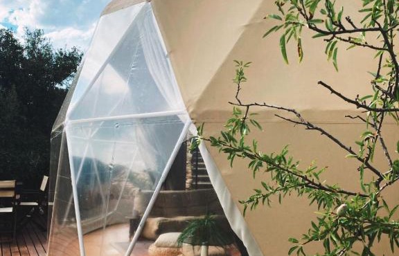 Glamping geodesic dome in secluded eco retreat