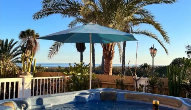 Hot tube with views to the sea and golf course