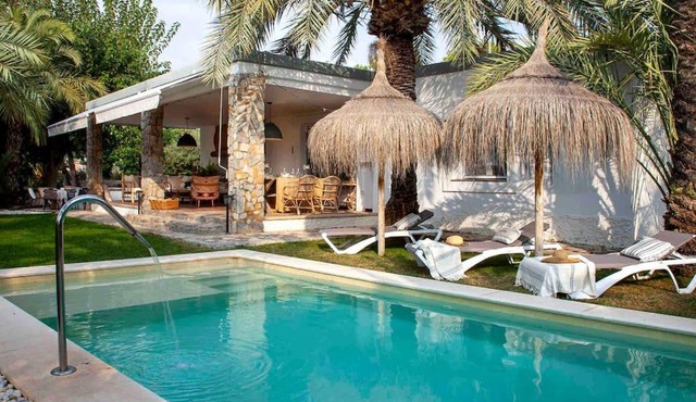 La Casa del Zurdo, bonita casa redecorada con piscina, en un jardín de palmeras