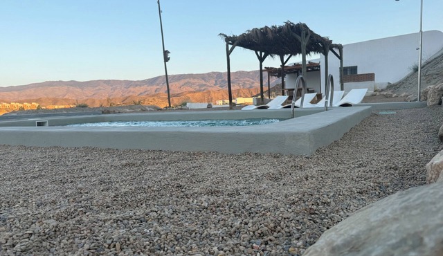 MAMANGUEÑA CORTIJO POOL AND CAVE. DESERT TAVERNS. RELAX. AVENTURA.CINE